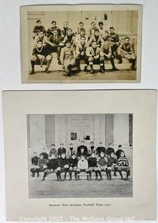 1906 Black & White Photograph of Brewster Free Academy (NH) Football Team & Real Photo Postcard of Same Team.