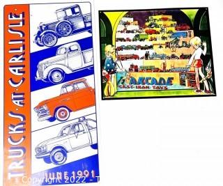 Two (2) Reproducation Metal Signs for Arcade Toys and Trucks at Carlisle