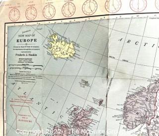 Circa 1950's Folding Travel Map Of Europe. Condition Issues