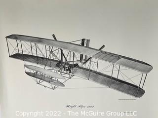 Print of sketch of the Wright 1903 Flyer made for the National Aviation Education.  16" x 19".