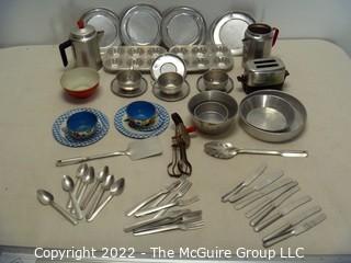 Collection of aluminum child's kitchen playware sets