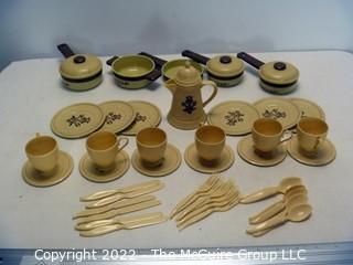 Collection of plastic and metal child's kitchen playware sets - Ohio Arts Pfaltsgraff pattern