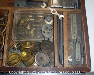 Early MECCANO metal construction set in wooden box w/ manual