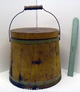 Vintage Wooden Product Bucket Pail With Lid