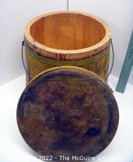 Vintage Wooden Product Bucket Pail With Lid