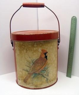 Vintage Metal Pail With Lid - Cardinal Lithographic