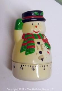 Collection of Four (4) Snowman Ornaments and Kitsch Lenox 