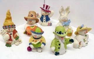 Collection of Seven (7) Sarah's Attic Snowman Holiday Figurines