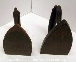 Two Cast Iron SAD Irons Marked #5 & Geneva IL