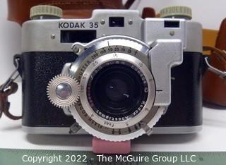 Vintage Kodak 35 Camera. WWII era. 50mm f:3.5 with leather Case