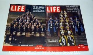 Two Life Magazines From The '50's With Masons Themed Covers