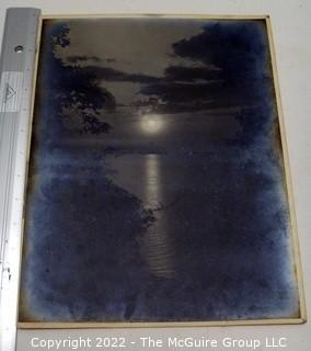 Vintage gelatin-silver tone print, unattributed, of sun reflecting off water (circa 1920's)