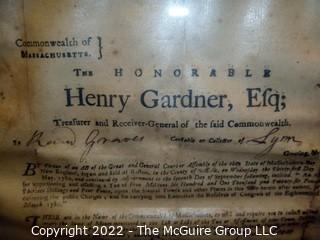 Historic document: Revolutionary War Era: Henry Gardner Esq., Tax collector for the State of Massachusetts (March 1780) 