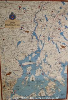 19 x 27" Decorative Map of Upper Penobscot Bay, ME