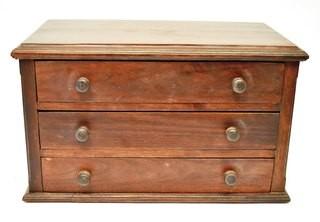 Small Three (3) Drawer Primitive Dresser Top Chest of Drawers or Jewelry Box