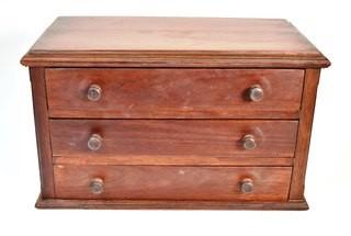 Small Three (3) Drawer Primitive Dresser Top Chest of Drawers or Jewelry Box