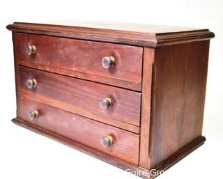 Small Three (3) Drawer Primitive Dresser Top Chest of Drawers or Jewelry Box