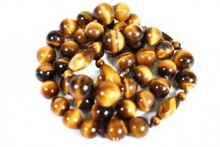 Tigers Eye Bead Necklace with Gold Tone Spacers. 21".