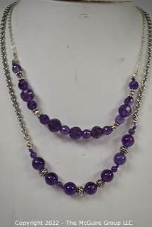 Two (2) Amethyst Bead Necklaces