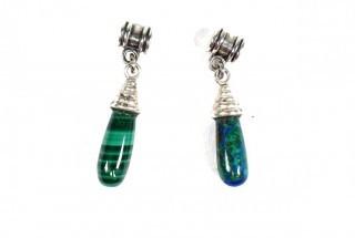 Two (2) Malachite and Sterling Pendants.