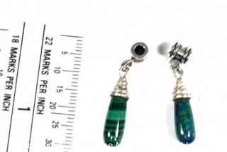 Two (2) Malachite and Sterling Pendants.