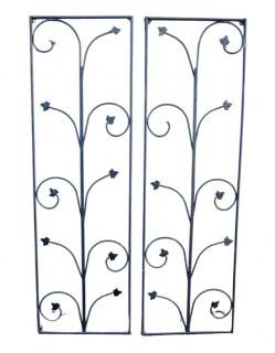 Two (2) Wrought Iron Decorative Garden Panels with Scroll Work.  15" x 50" each.