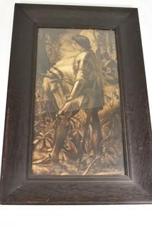 Framed print under glass of Knight and steed (sepia) 15 x 23 OD