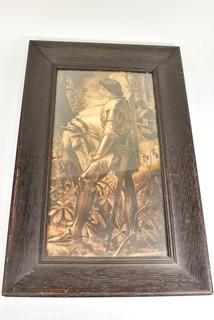 Framed print under glass of Knight and steed (sepia) 15 x 23 OD