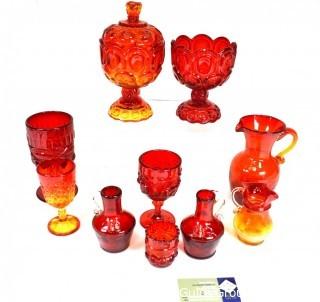 Group of Red and Amberina Glassware