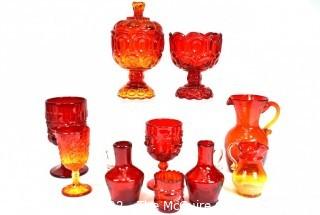 Group of Red and Amberina Glassware