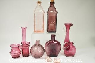 Selection of embossed - shaped glass items