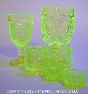 Four (4) Fenton Uranium Vaseline Glassware