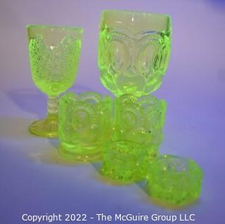 Four (4) Fenton Uranium Vaseline Glassware