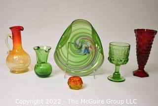 Group of Color Pressed and Blow Glassware,