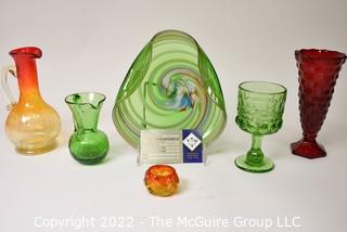 Group of Color Pressed and Blow Glassware,