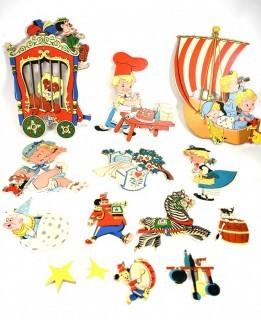 Group of Vintage Dolly Toy Co Nursery Rhymes Cardboard Wall Hangings