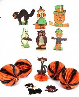 Collection of Vintage Halloween Decorations. 