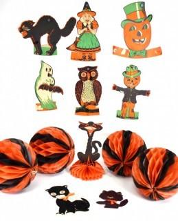 Collection of Vintage Halloween Decorations. 