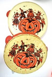 Vintage Halloween Decorations Including US Metal Toy.