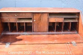 Four (4) Drawer Slant Front Secretary Desk, Missing 1 Drawer Pull.  19" x 38" x 44"