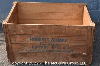 Antique wooden crate: Roberts & Oake Purveyors 19 x 26"