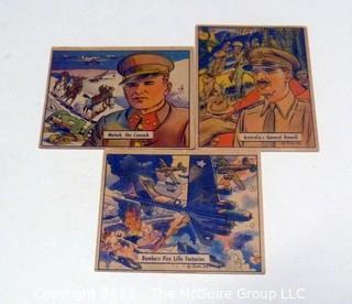 Selection of Three WWII trading cards (1942) by Gum: see titles