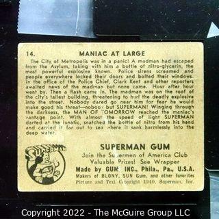 Selection of Three Superman trading cards (1940) by Gum: #'s 6, 12, 14. See titles