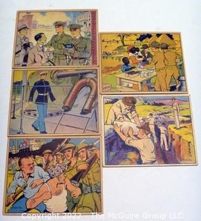 Selection of Five Uncle Sam - Marine trading cards (1941) by Gum: #'s 29, 30, 64, 64, 87   see titles