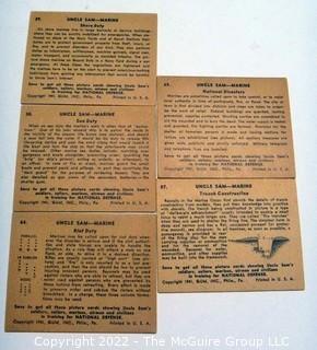 Selection of Five Uncle Sam - Marine trading cards (1941) by Gum: #'s 29, 30, 64, 64, 87   see titles