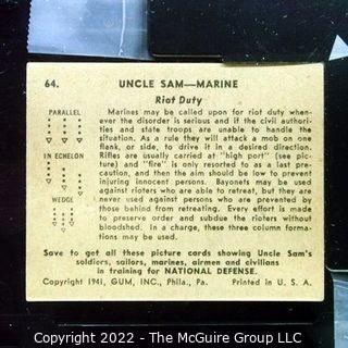 Selection of Five Uncle Sam - Marine trading cards (1941) by Gum: #'s 29, 30, 64, 64, 87   see titles