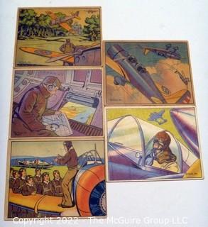 Selection of Five Uncle Sam - Airman trading cards (1941) by Gum: #'s 70, 71, 72, 91, 93      see titles