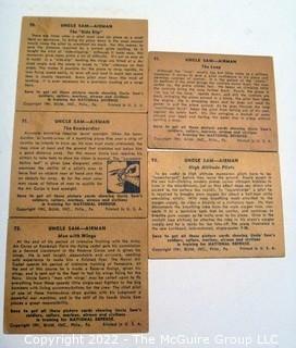 Selection of Five Uncle Sam - Airman trading cards (1941) by Gum: #'s 70, 71, 72, 91, 93      see titles