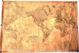 32 x 42" National Geographic World Map on linen