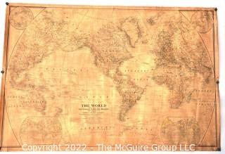 32 x 42" National Geographic World Map on linen